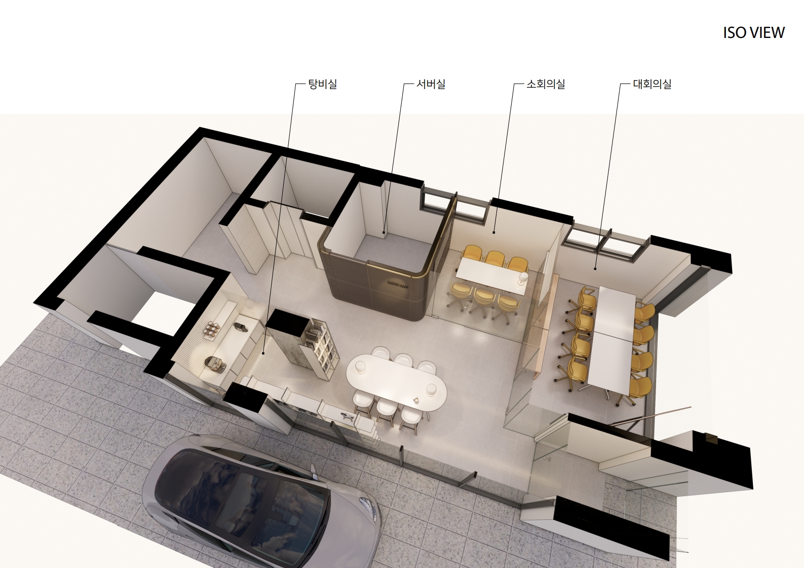 논현동 빌딩 1층 인테리어 전체 공간 제안