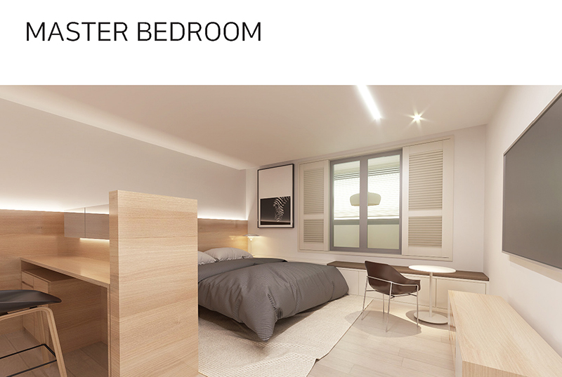 고급 아파트 침실 인테리어 및 가구 배치 도면 설계